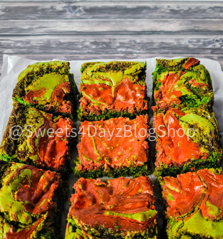 Holiday Cream Cheese Blondies on Grey Wood - Image 3