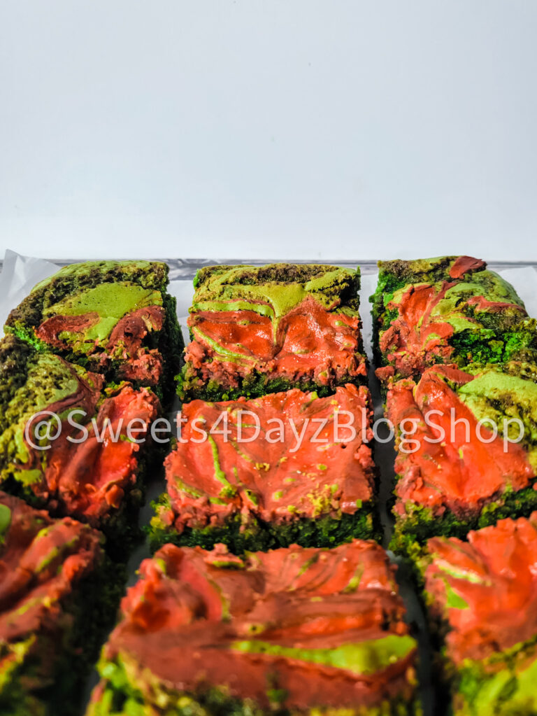 Holiday Cream Cheese Blondies on Grey Wood - Image 5