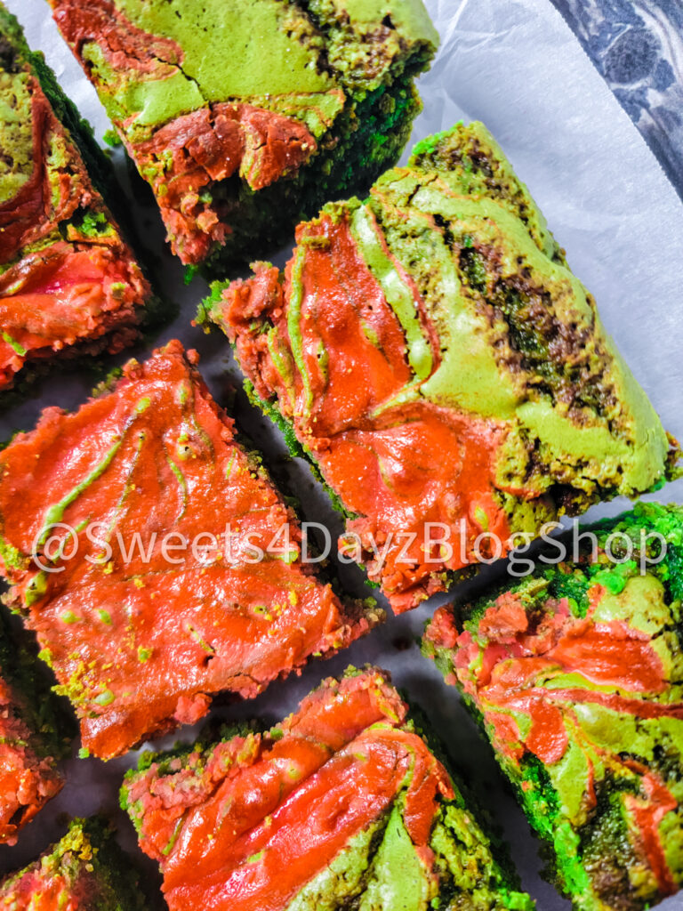 Holiday Cream Cheese Blondies on Grey Wood - Image 6