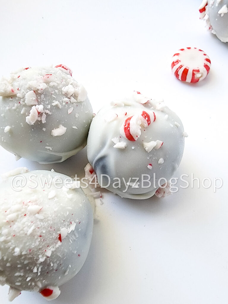 Peppermint Chocolate Cake Truffles on White - Image 4