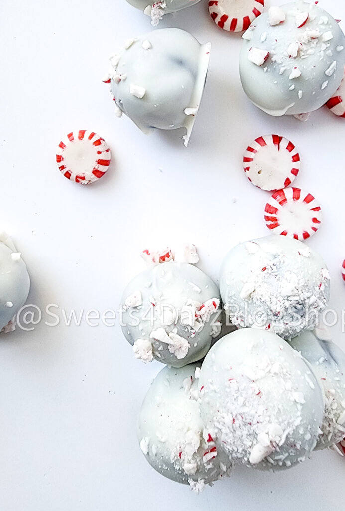 Peppermint Chocolate Cake Truffles on White - Image 6