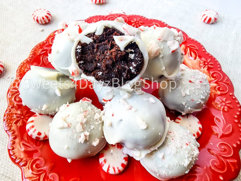 Peppermint Chocolate Cake Truffles on Linen