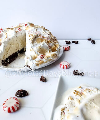 Peppermint Brownie Baked Alaska on Rhombus