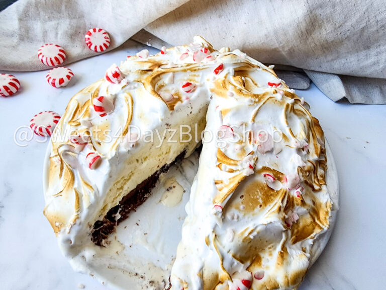 Peppermint Brownie Baked Alaska on Marble - Image 4