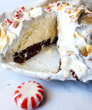 Peppermint Brownie Baked Alaska on Marble