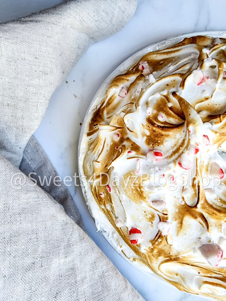 Peppermint Brownie Baked Alaska on Marble - Image 6