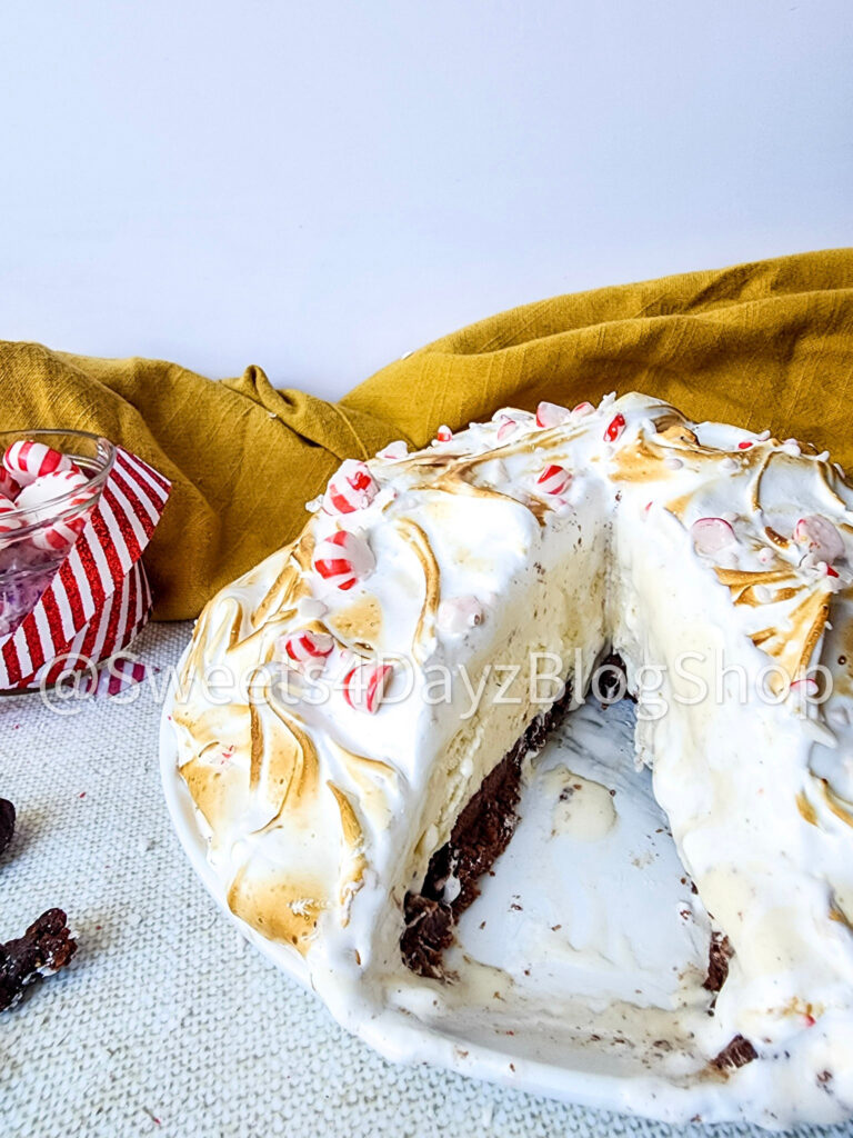 Peppermint Brownie Baked Alaska on Linen - Image 5