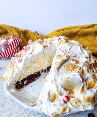 Peppermint Brownie Baked Alaska on Linen