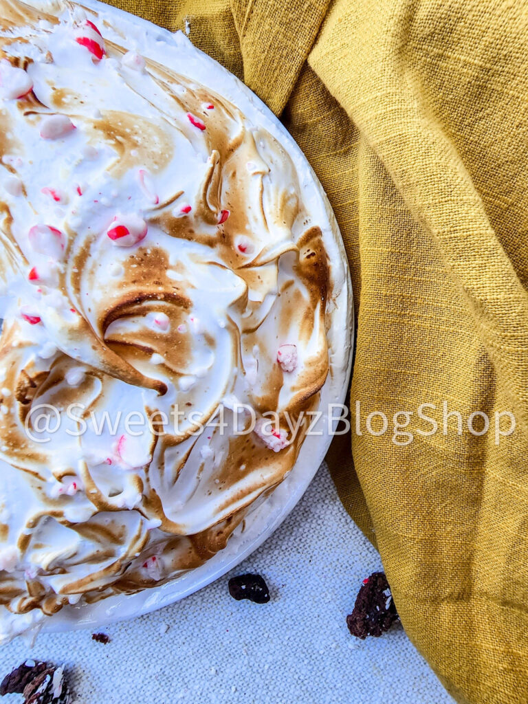 Peppermint Brownie Baked Alaska on Linen - Image 3