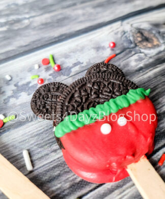 Holiday Disney Mickey Oreo Pops on Grey Wood