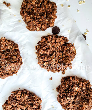 No Bake Peanut Butter Chocolate Cookies on White