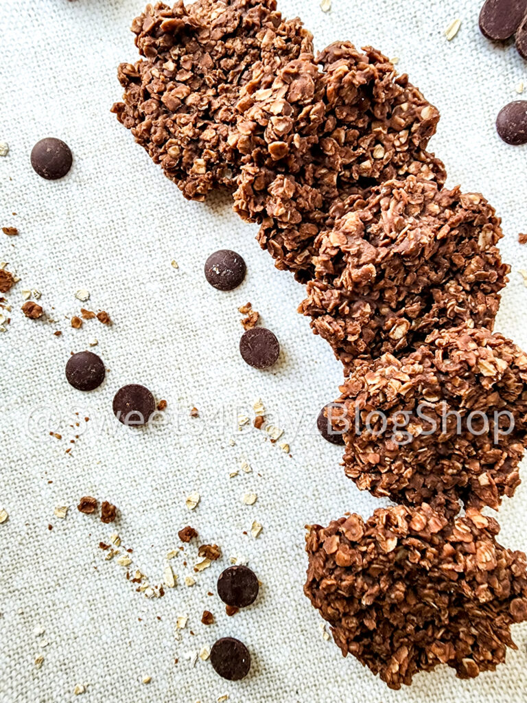 No Bake Peanut Butter Chocolate Cookies on Linen - Image 3