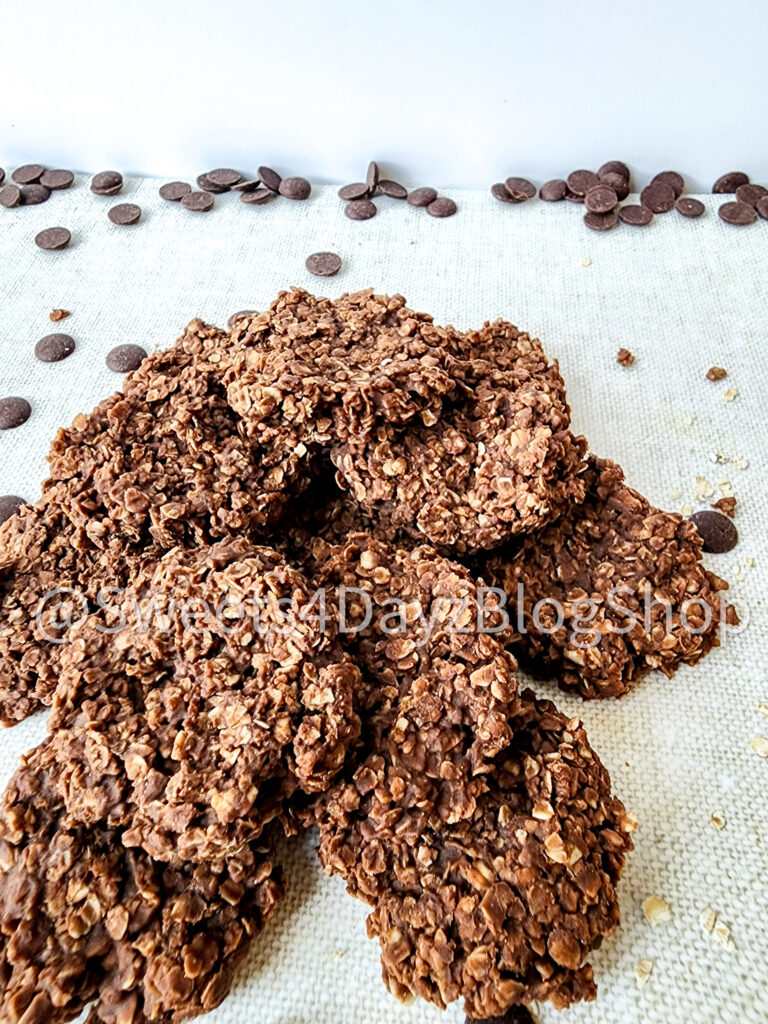 No Bake Peanut Butter Chocolate Cookies on Linen - Image 8