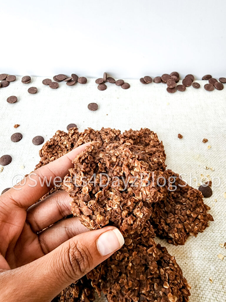 No Bake Peanut Butter Chocolate Cookies on Linen - Image 6