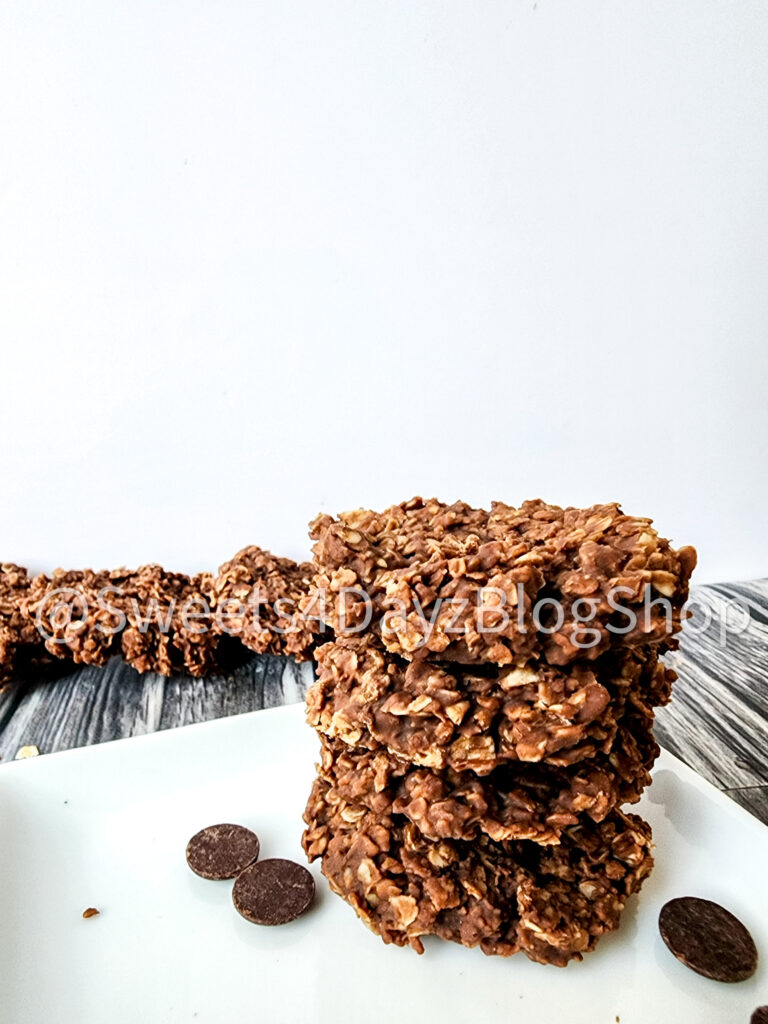 No Bake Peanut Butter Chocolate Cookies on Grey Wood - Image 2