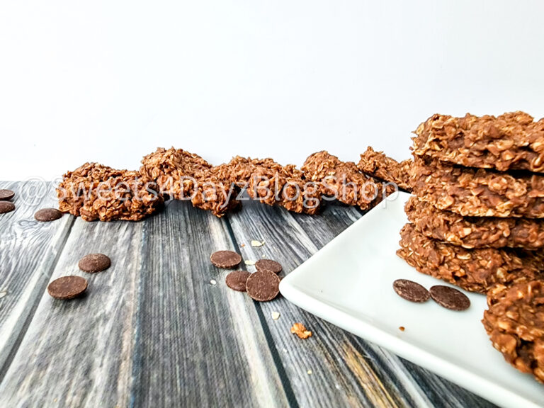 No Bake Peanut Butter Chocolate Cookies on Grey Wood - Image 6