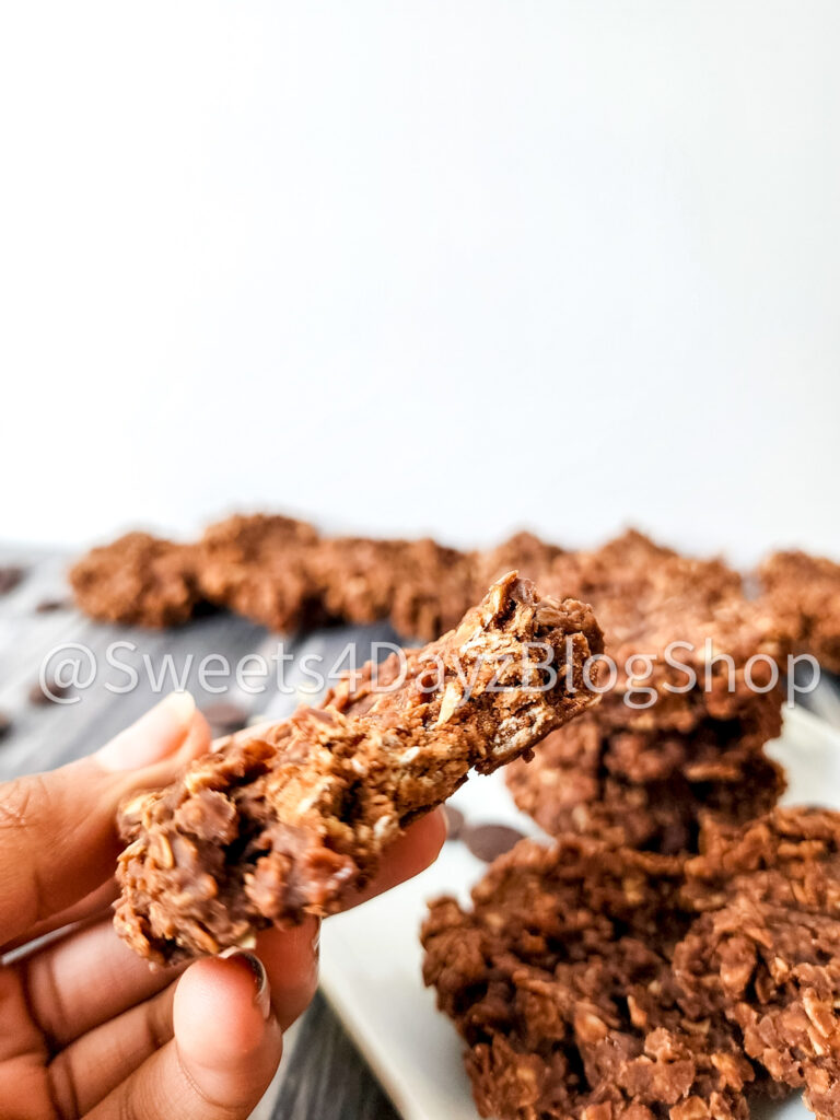 No Bake Peanut Butter Chocolate Cookies on Grey Wood - Image 7