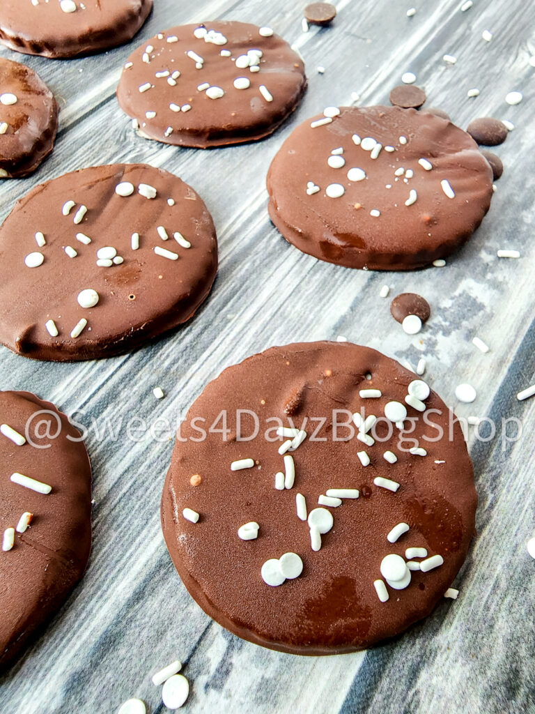 Homemade Peppermint Patties on Grey Wood - Image 3