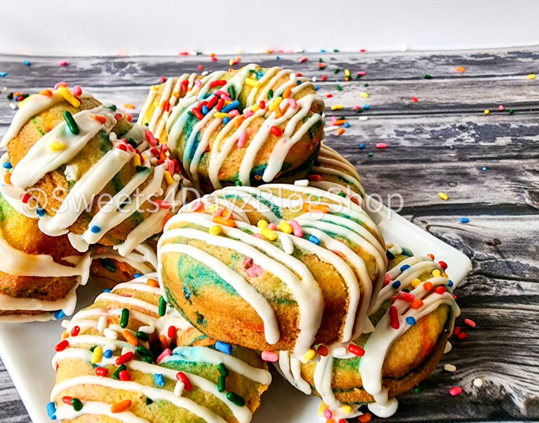 Vegan Rainbow Funfetti Donuts on Grey Wood - Image 6