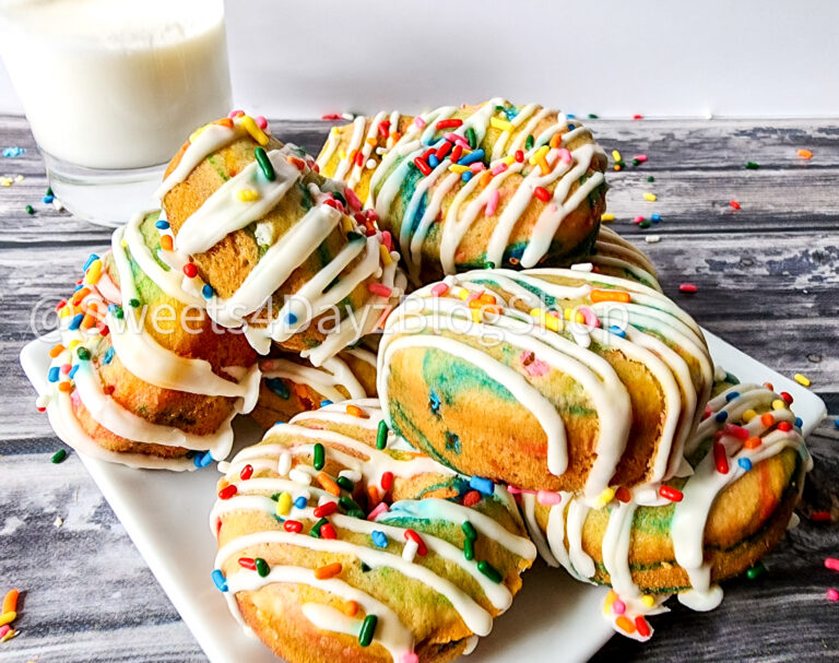 Vegan Rainbow Funfetti Donuts on Grey Wood - Image 7