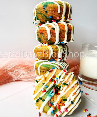 Vegan Rainbow Funfetti Donuts on Rhombus