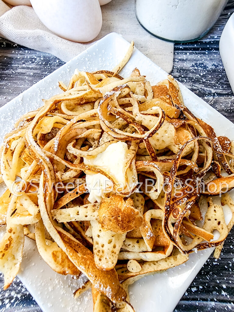 Pancake Spaghetti on Grey Wood - Image 4