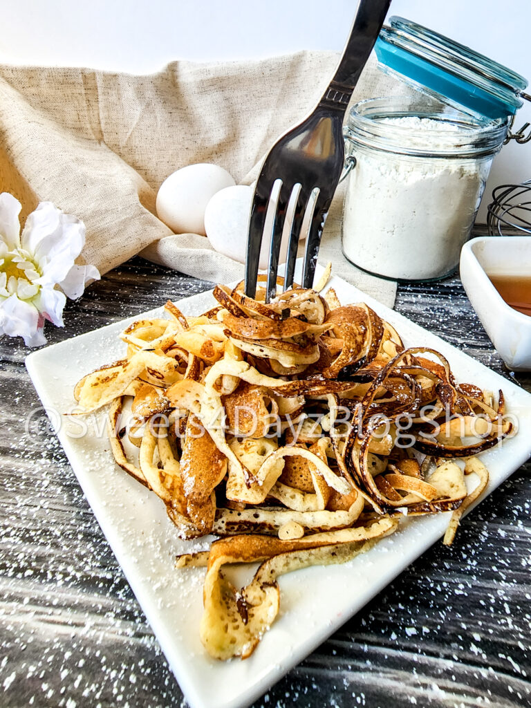 Pancake Spaghetti on Grey Wood