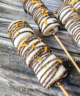 New Year's Marshmallow Pops on Grey Wood