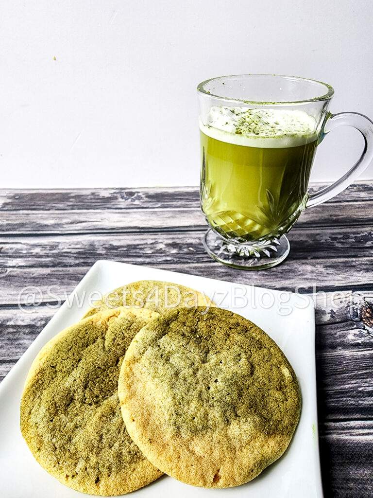 Matcha Latte Cookies on Grey Wood - Image 3