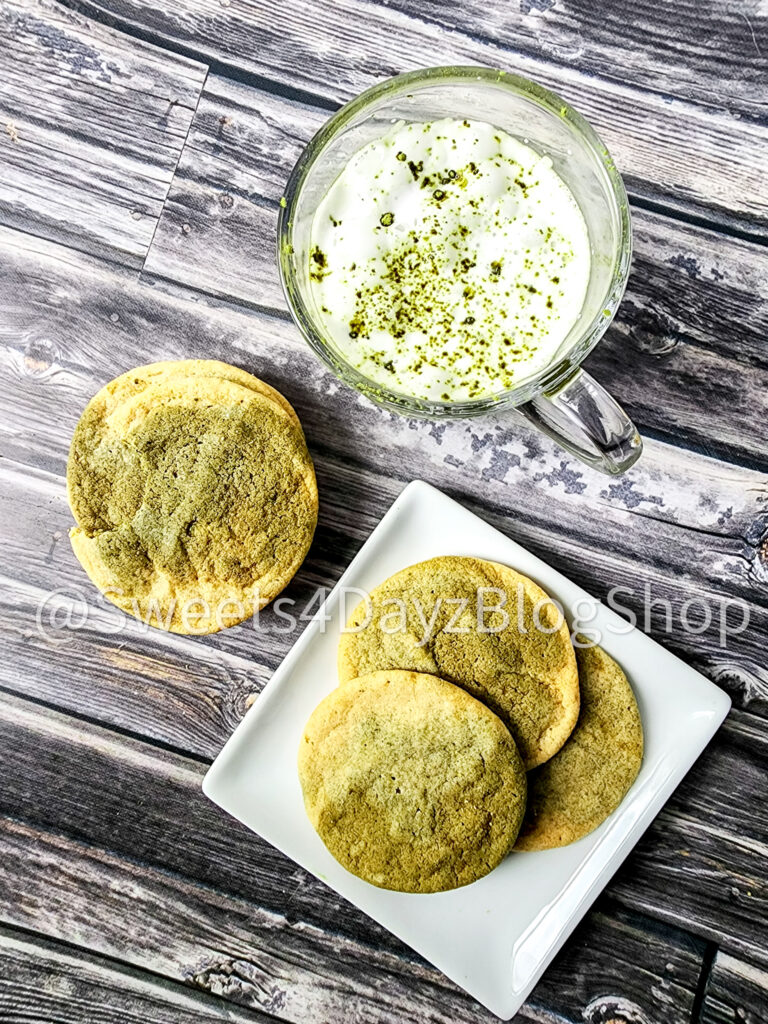 Matcha Latte Cookies on Grey Wood
