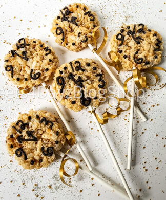 NYE Clock Rice Krispy Treats on White