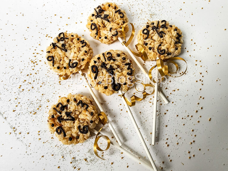 NYE Clock Rice Krispy Treats on White