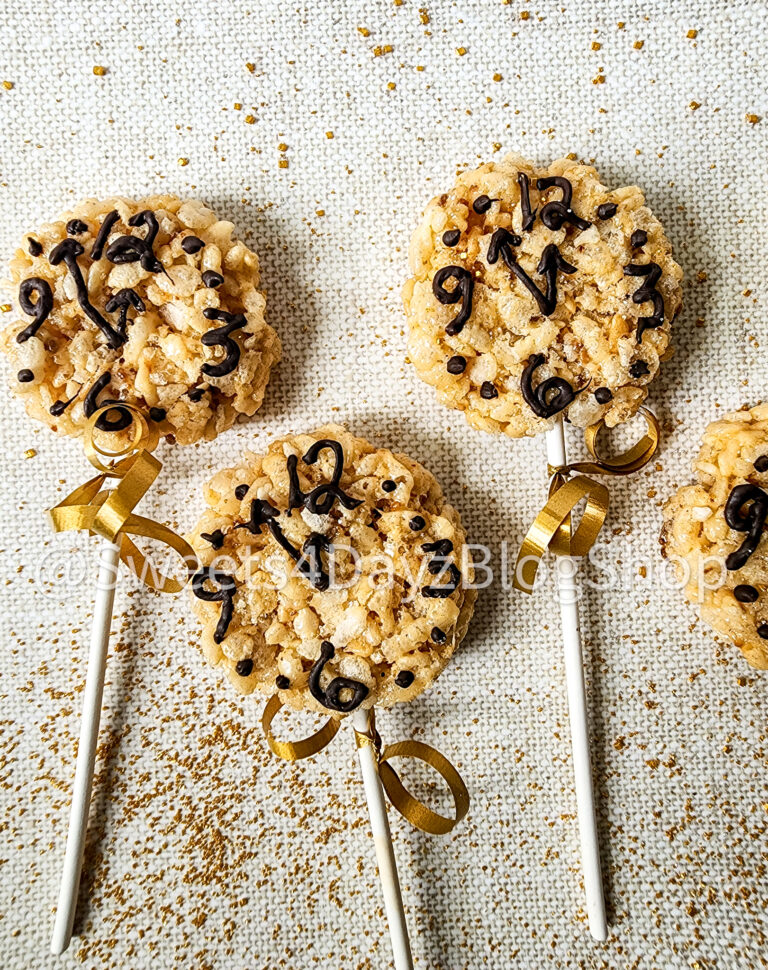 NYE Clock Rice Krispy Treats on Linen