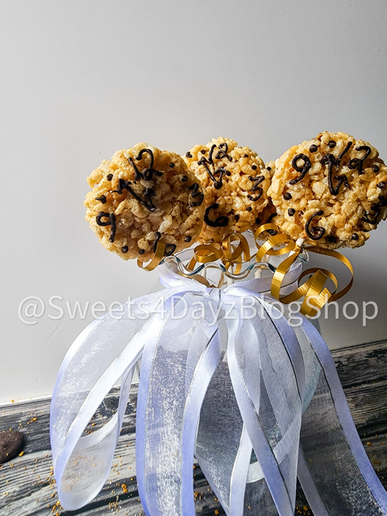 NYE Clock Rice Krispy Treats on Grey Wood - Image 4