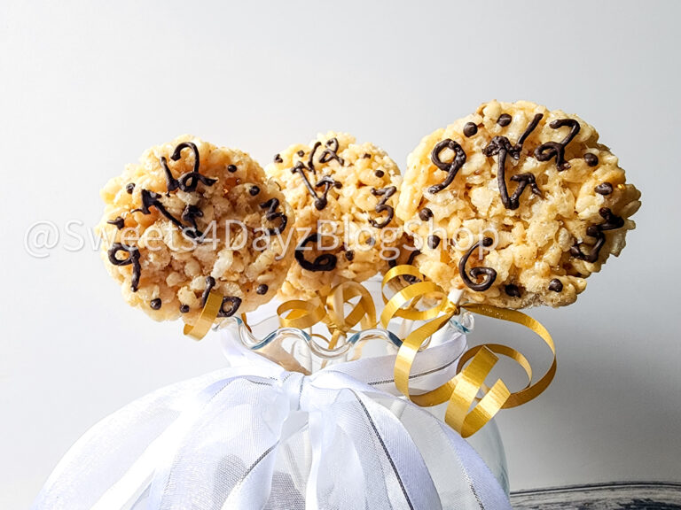 NYE Clock Rice Krispy Treats on Grey Wood