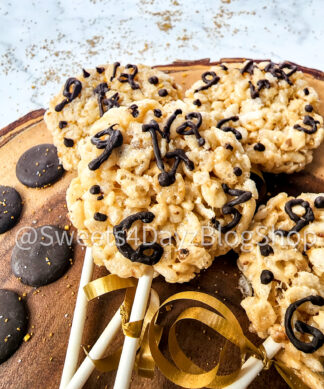NYE Clock Rice Krispy Treats on Marble