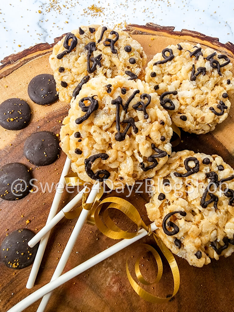 NYE Clock Rice Krispy Treats on Marble - Image 2