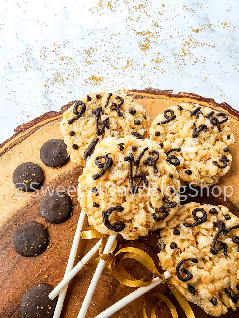 NYE Clock Rice Krispy Treats on Marble - Image 4