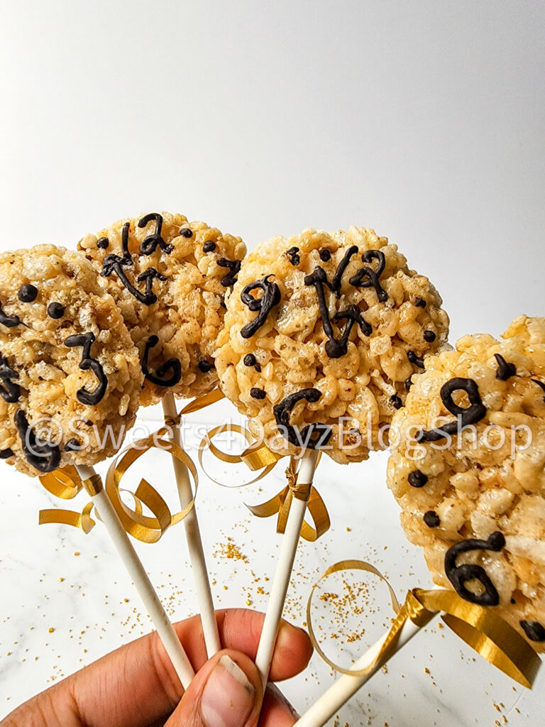 NYE Clock Rice Krispy Treats on Marble - Image 5