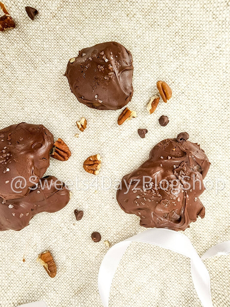 Homemade Pecan Turtles on Linen - Image 5