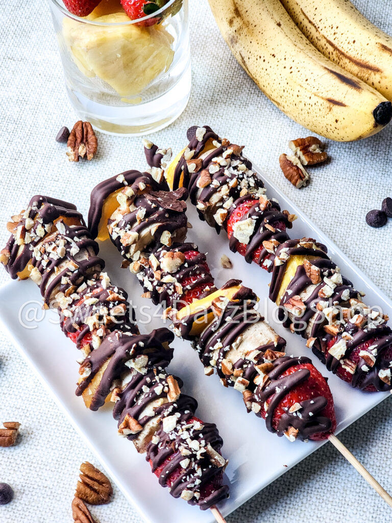 Vegan Fruit Dessert Skewers on Linen