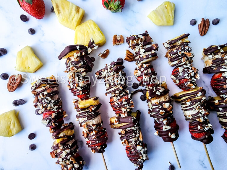 Vegan Fruit Dessert Skewers on Marble - Image 2