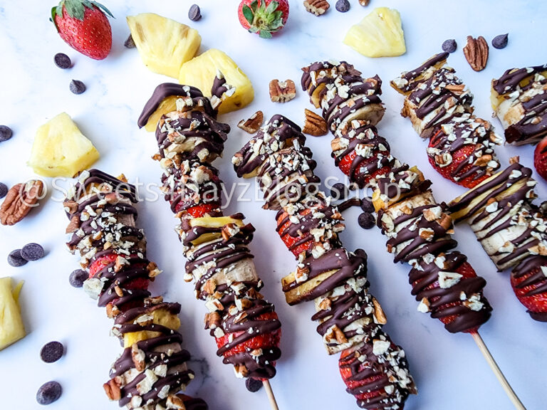 Vegan Fruit Dessert Skewers on Marble - Image 3