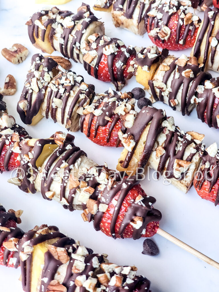 Vegan Fruit Dessert Skewers on Marble - Image 4