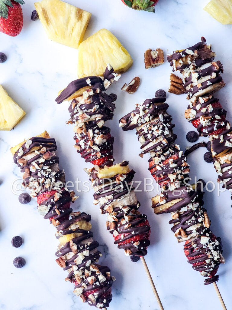 Vegan Fruit Dessert Skewers on Marble - Image 5