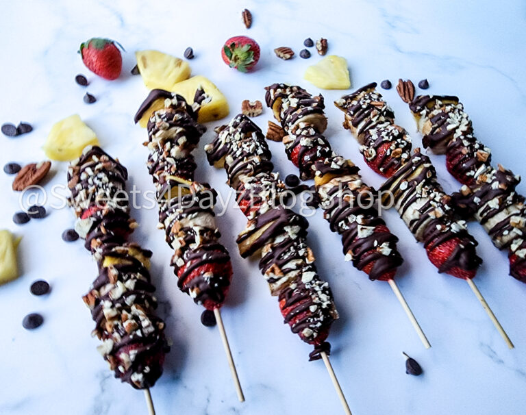 Vegan Fruit Dessert Skewers on Marble - Image 7