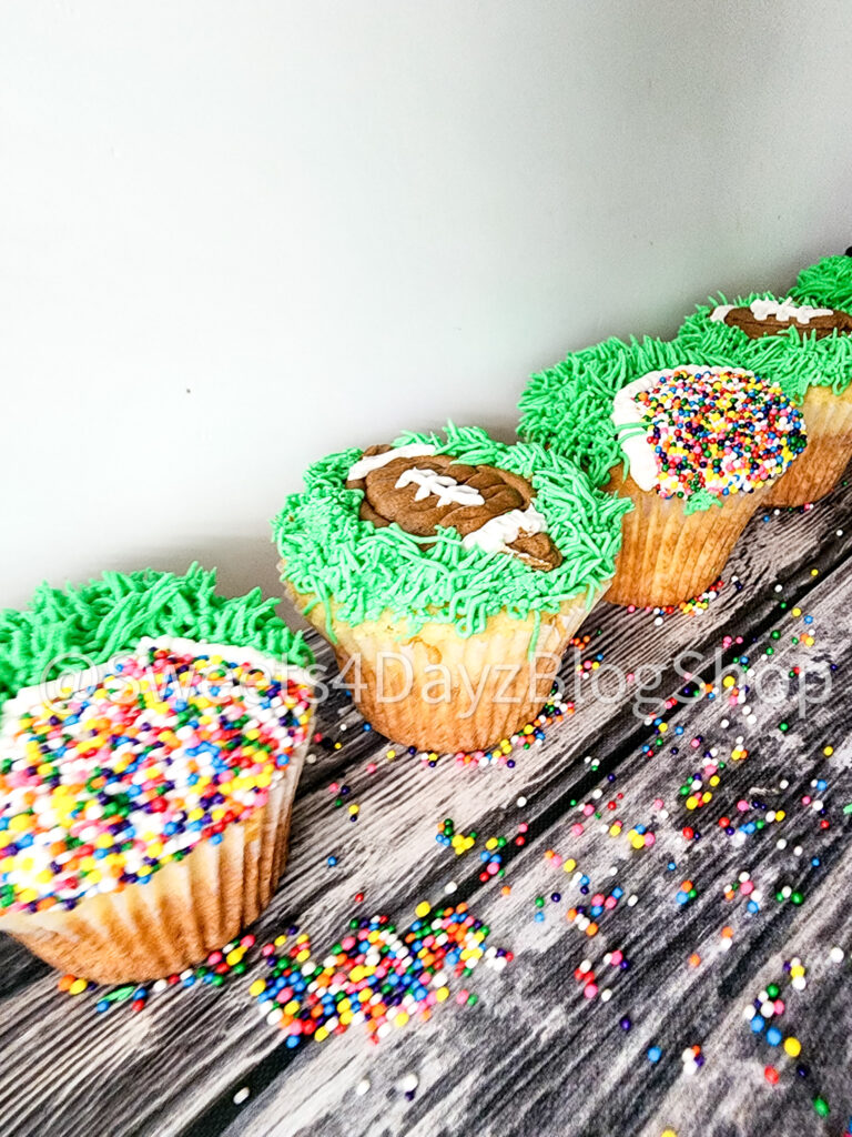Football Cupcakes Tutorial on Grey Wood - Image 3
