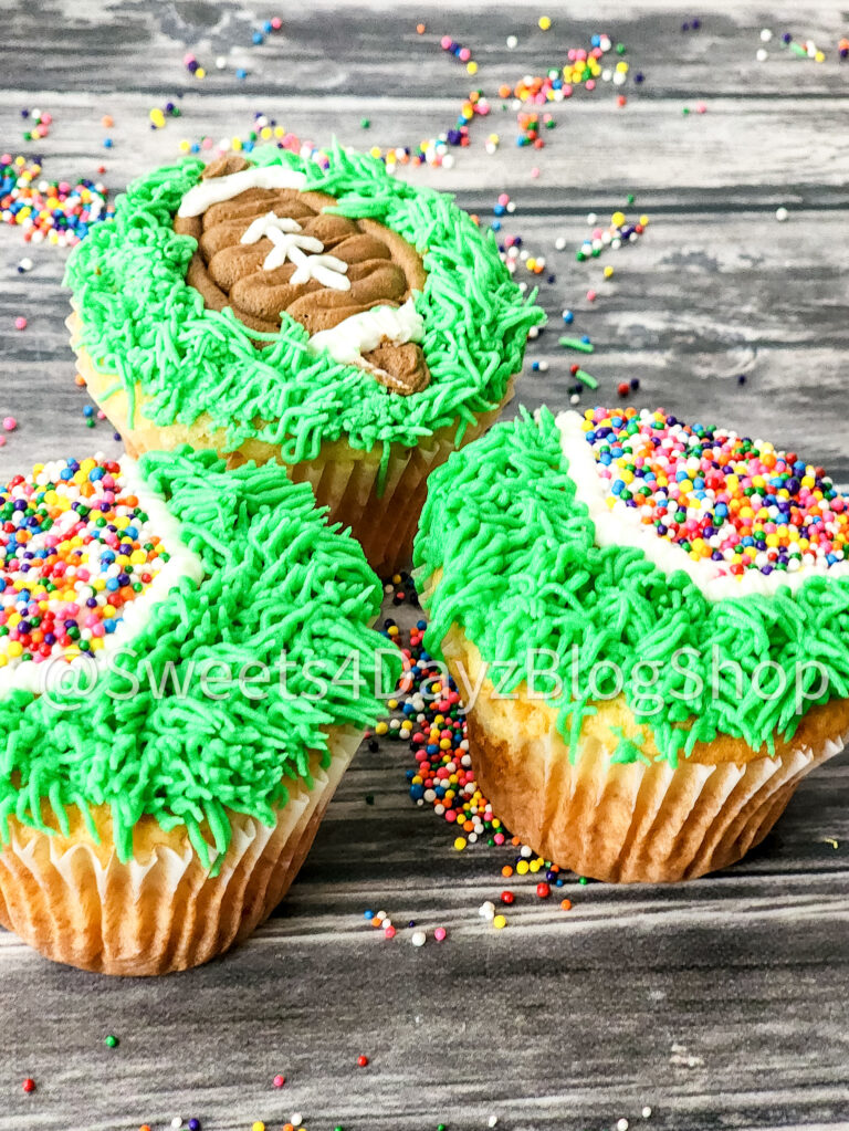 Football Cupcakes Tutorial on Grey Wood - Image 6