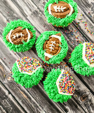 Football Cupcakes Tutorial on Grey Wood