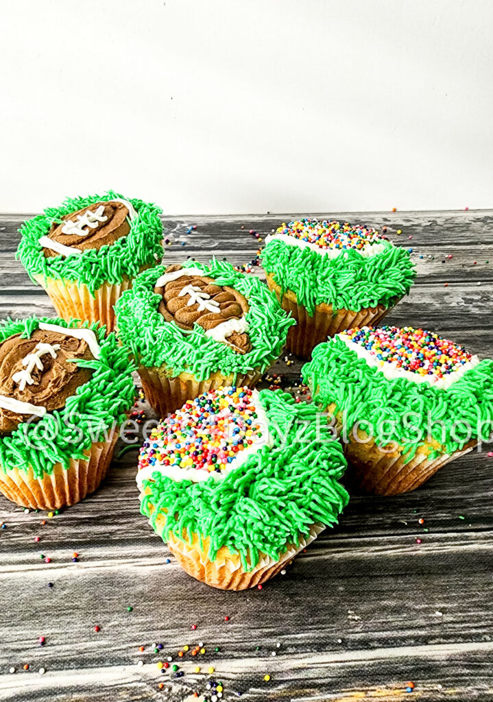 Football Cupcakes Tutorial on Grey Wood - Image 7